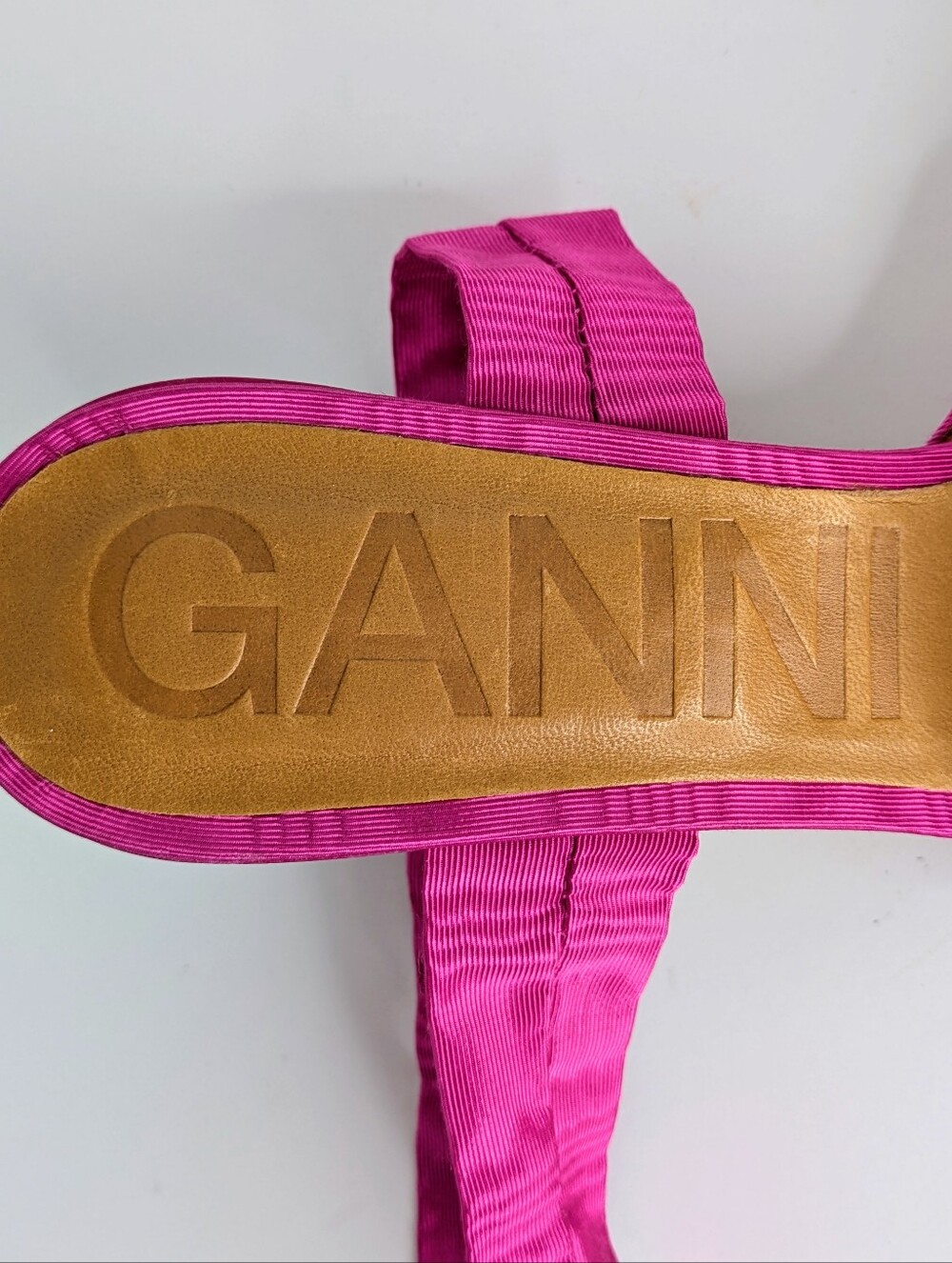 Ganni Bow Ankle Tie Heels 38 Hot Pink Open Toe Strappy Kitten Heel Party 7.5-8 - Picture 5 of 16